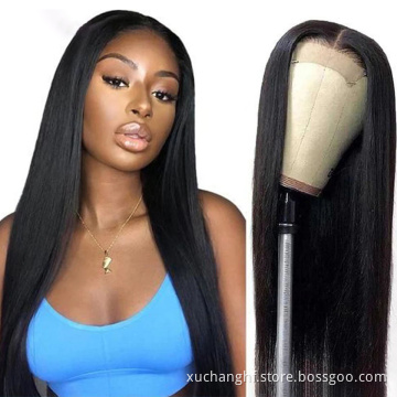 Raw virgin high quality human hair bundles with lace closure 4x4 lace wigs hd lace pre plucked cuticle aligned Brazilian hair